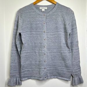 Melrose Chic New York Button Front Pointelle Sweater Cardigan Women’s Size Small